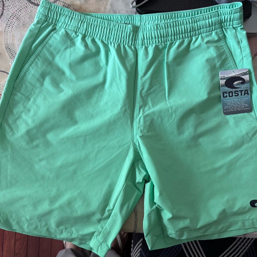 Costa del Mar Mint Green Drawstring Board Shorts